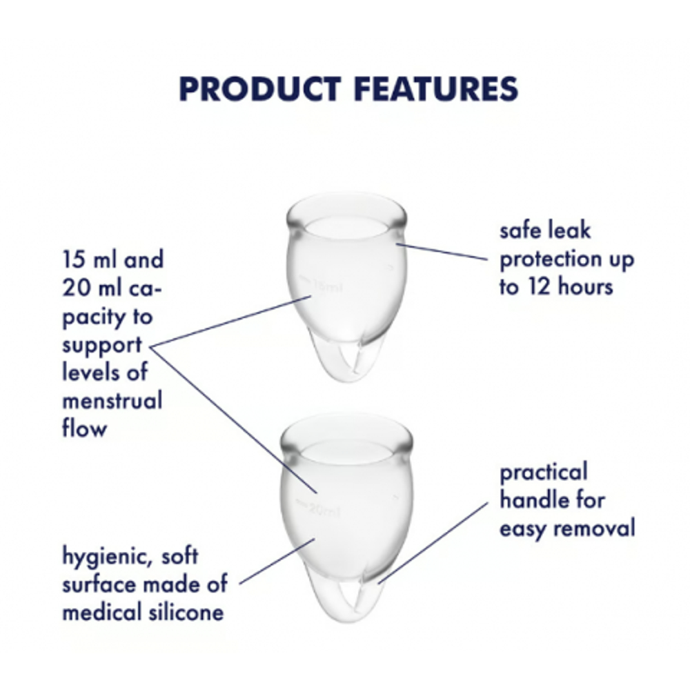 Набор менструальных чаш Satisfyer Feel Confident светлые 15 мл, 20 мл