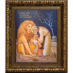 Герасим Иорданский Преподобный. Икона на холсте.