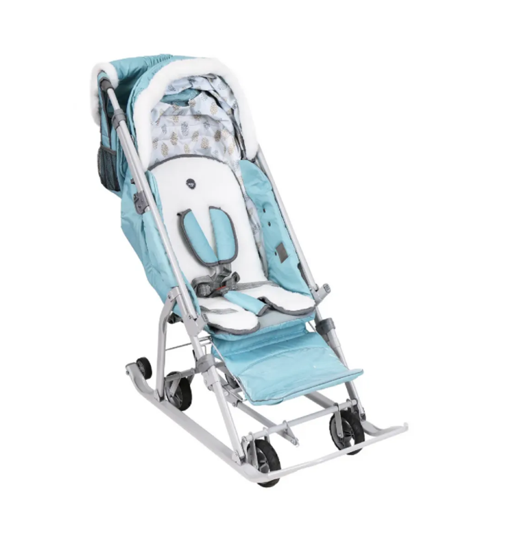 Санки-коляска Ника НД7-5К/МТ мятный с шишкой (серый каркас)