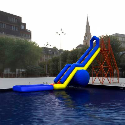 Надувная горка для вышки (опоры) «Молния» с одной ступенью с бассейном, 16.5 м * 2.7 м * 7.2 м