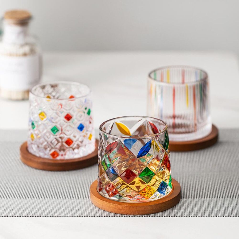 Стакан Олд Фэшн 275 мл Mosaic Square крутящийся на дерев. подставке UTOPIA COCKTAIL Barbossa [1]