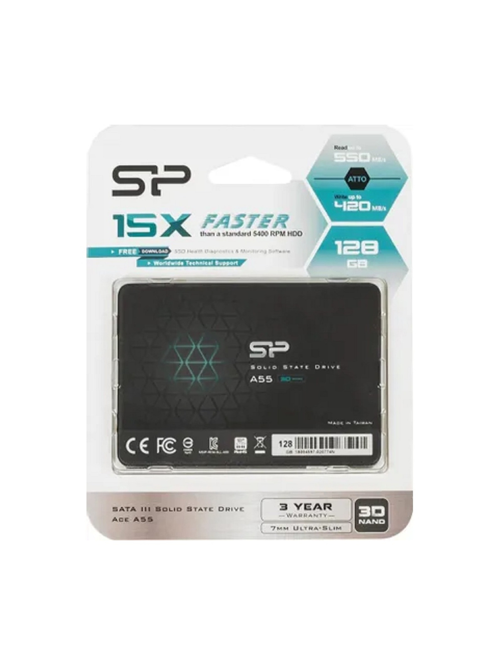 Silicon Power SSD 128Gb A55 SP128GBSS3A55S25 {SATA3.0, 7mm}