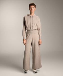 OYSHO Широкие трикотажные брюки с резинкой по бокам, серо-коричневый