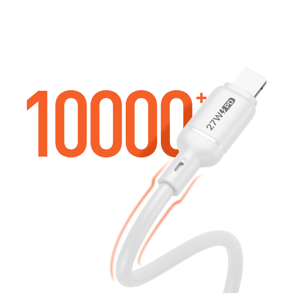 Силиконовый кабель с USB-C на Lightning, быстрая зарядка 27W, длина 100см (1м), серия SILI Series от Dux Ducis