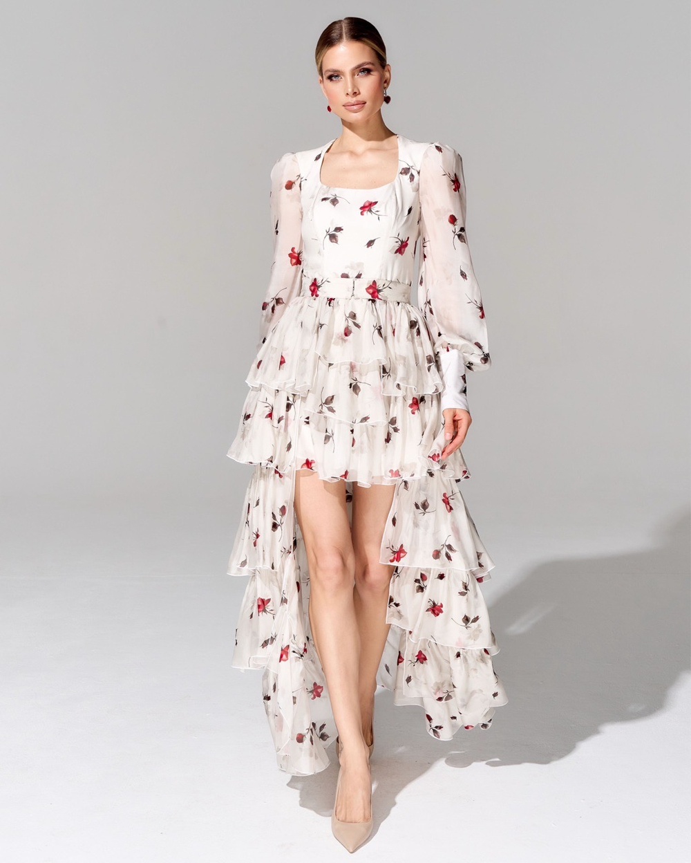 Платье длины мини из 100% шелка