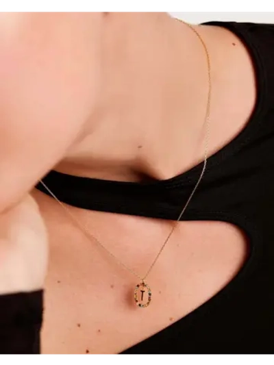 Колье Буква T серебро 925 пробы покрытое золотом