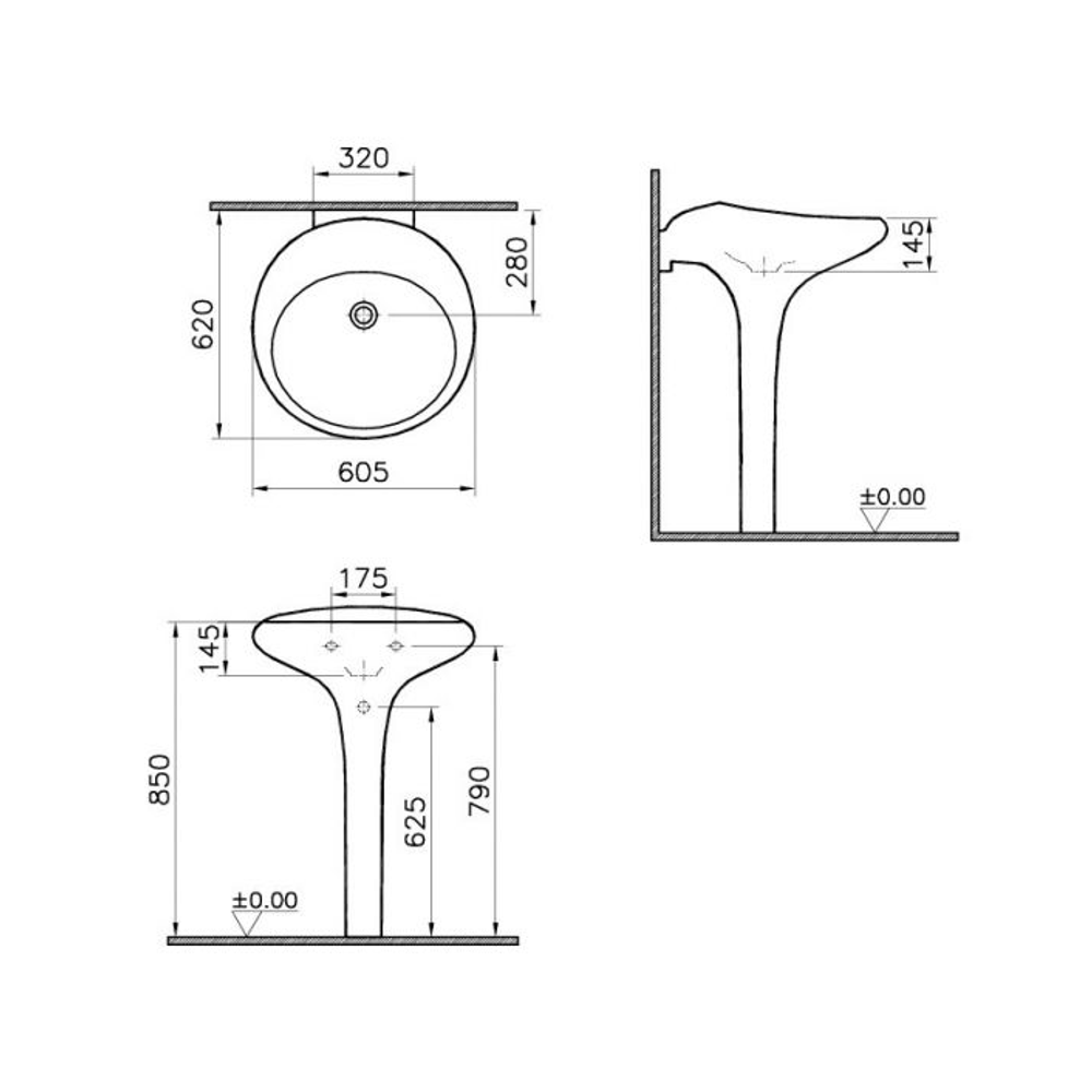 Раковина напольная Vitra Istanbul 62х60.5 см, белая 4251B003-0016