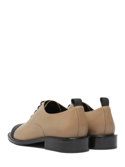 Женские комбинированные туфли темно-бежевые со шнурками