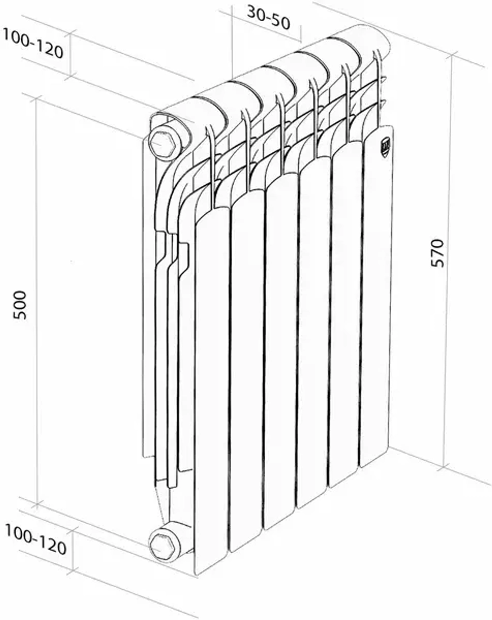 Радиатор алюм. ROYAL THERMO Revolution 500 (8 секц.)