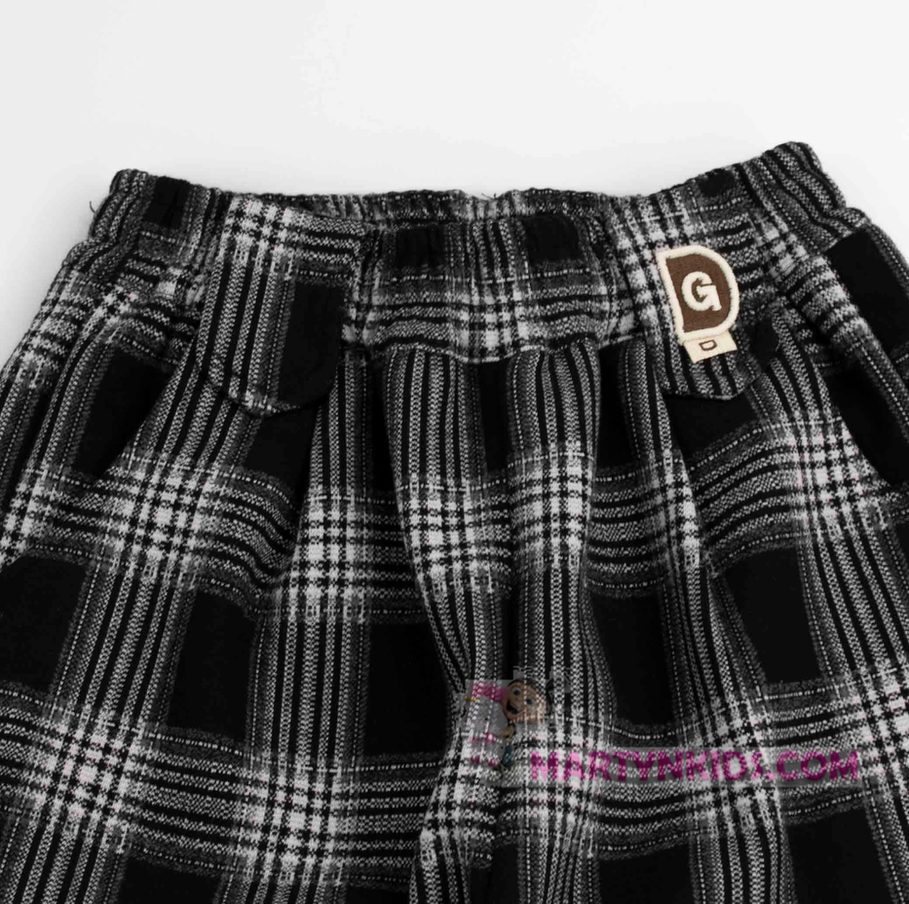 теплые брюки клетка " D " на резинке плис4859