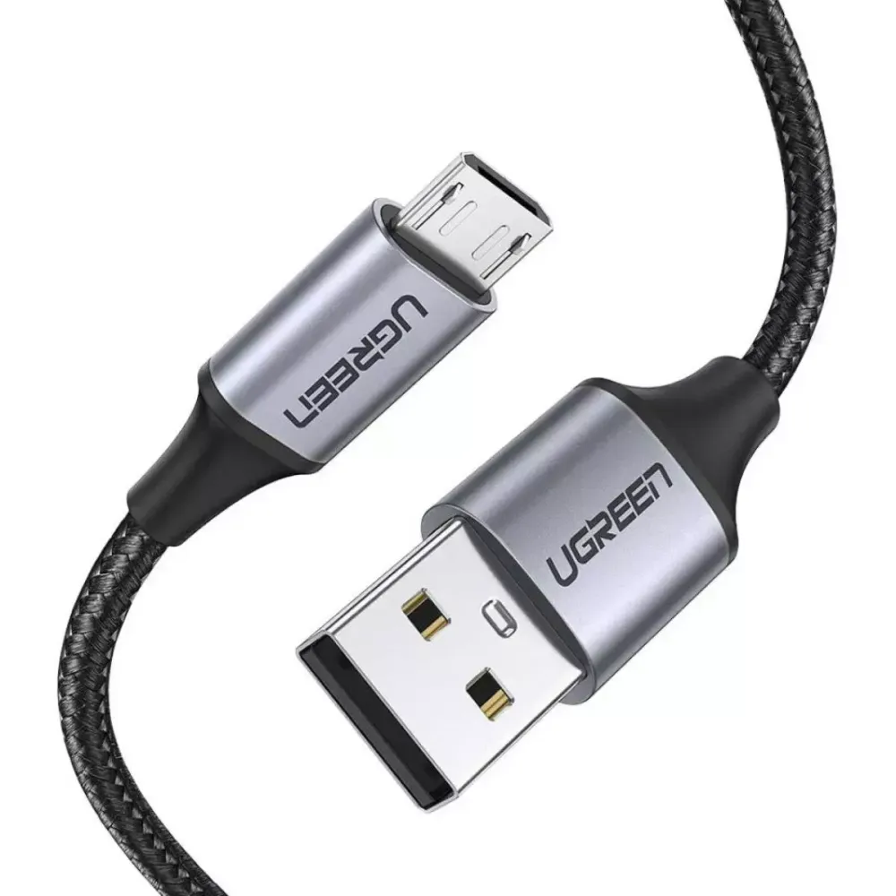 Кабель UGREEN US290 Micro USB 2.0 Cable 1M Metal/Black, 60146