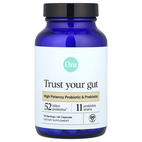 Ora, Trust Your Gut, высокоэффективный пробиотик и пребиотик, 60 капсул