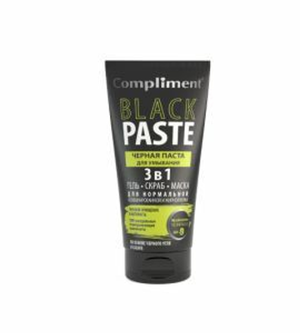 Compliment Black Paste Черная паста для умывания 3 в 1 гель, скраб, маска 165мл