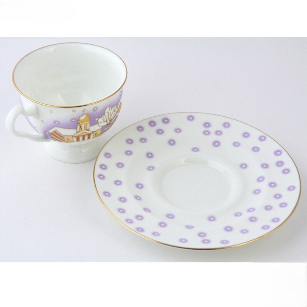 Чашка с блюдцем чайная 240 мл форма Айседора рисунок Снегопад арт. 81.19773.00.1