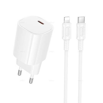 Сетевой адаптер питания BOROFONE BA103A PD 20W + кабель Type-C - Lightning (белый)