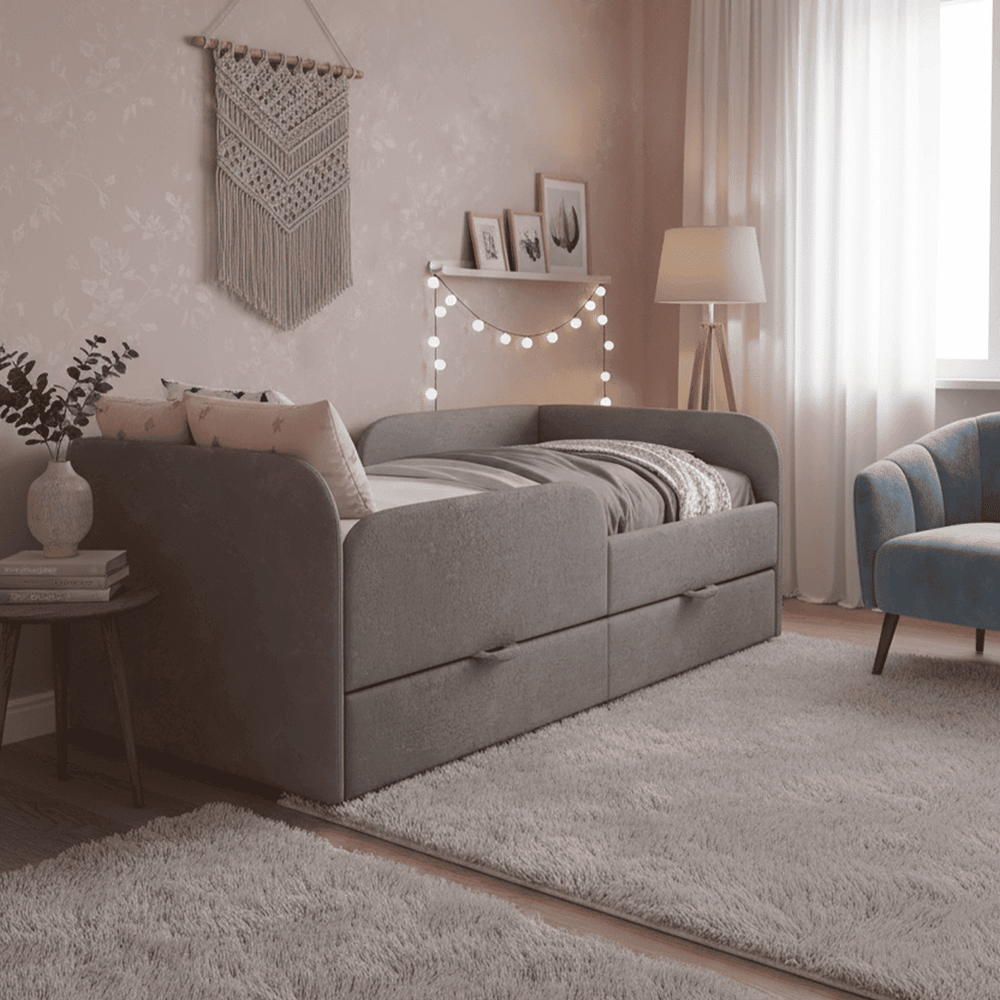 Кровать детская односпальная от 3-х лет 160х80 с бортиком и ящиком (сильвер Беверли)