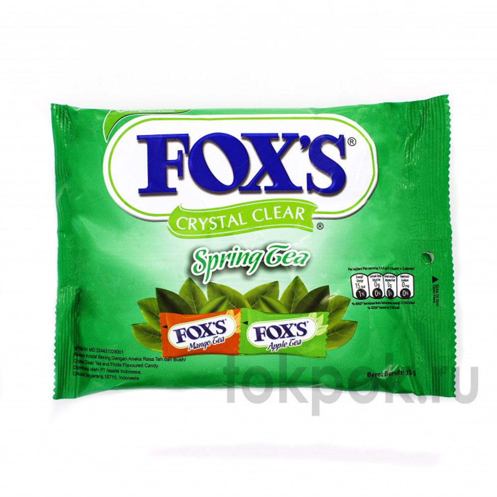 Конфеты Fox's Crystal Clear Spring Tea со вкусом яблочного чая и чая манго, 125 гр