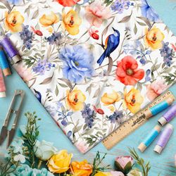 Ткань премиум интерлок цветочное окно