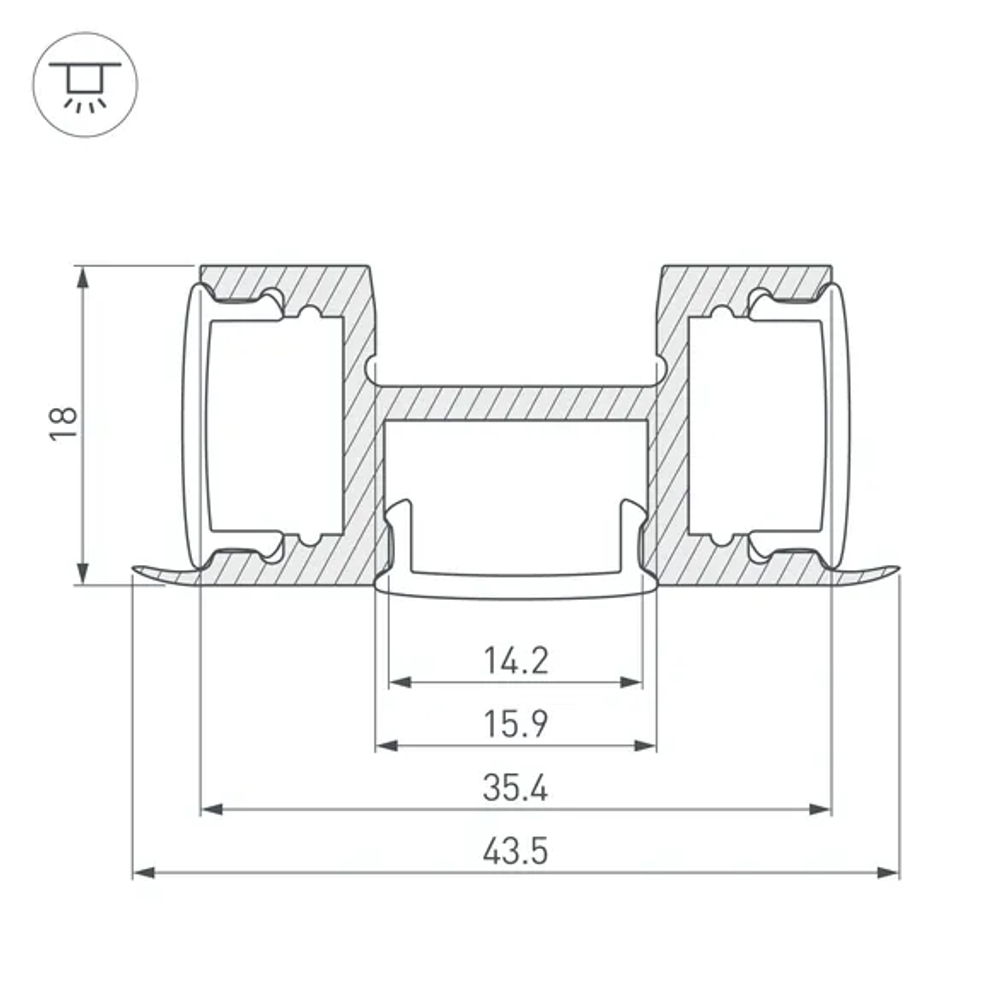 Профиль ARH-TRI-D-2000 ANOD (Arlight, Алюминий) 018829
