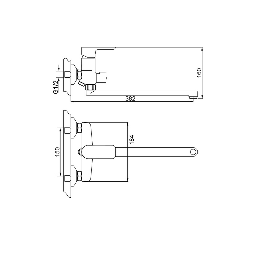 Смеситель для ванны и раковины 35к G2248 GAPPO L-излив, БЕЛЫЙ-ХРОМ