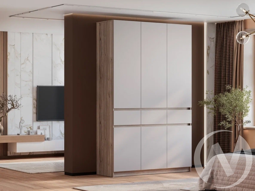 Шкаф 3-х створчатый ШК-08 Прихожая Багира (дуб смоки/кашемир)