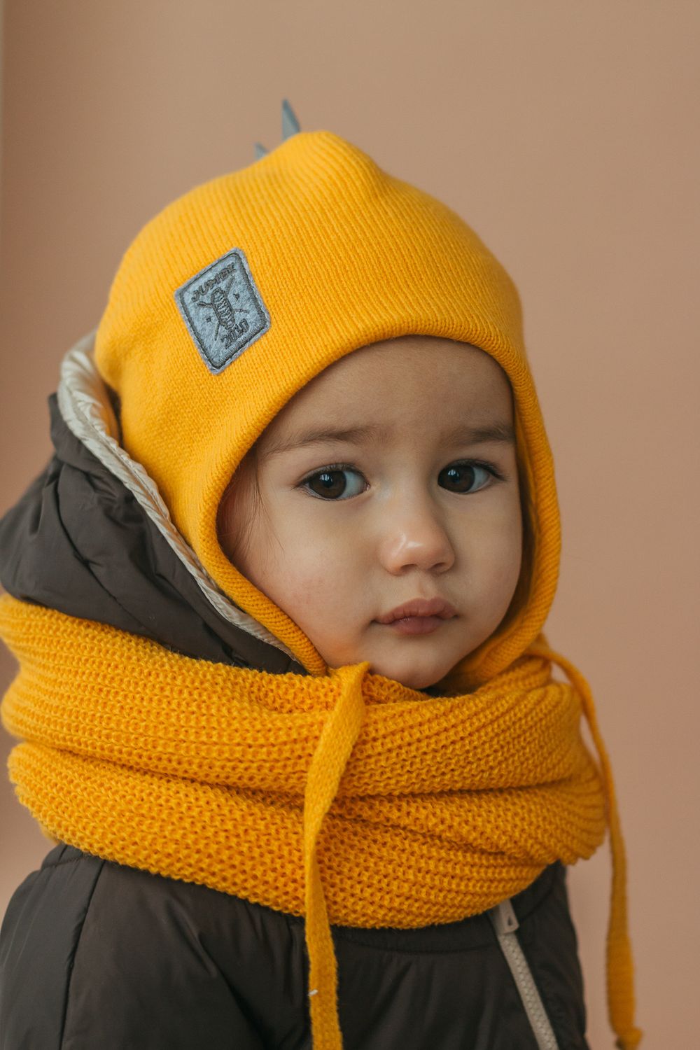 Шапка весенняя/осенняя вязаная ОРЕО (Горчица)