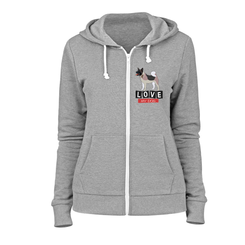 Толстовка на молнии "Люблю свою Акиту"