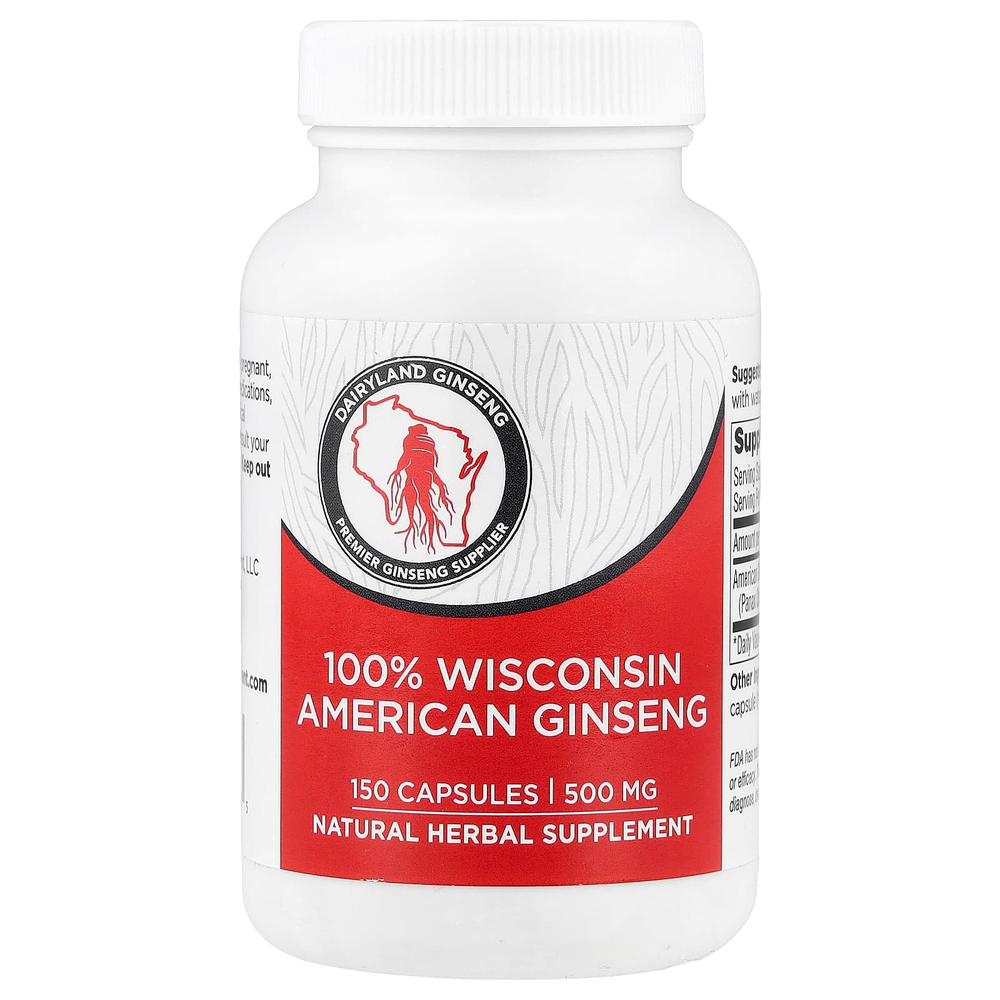 Dairyland Ginseng, 100% Wisconsin American Ginseng, 500 мг, 150 капсул