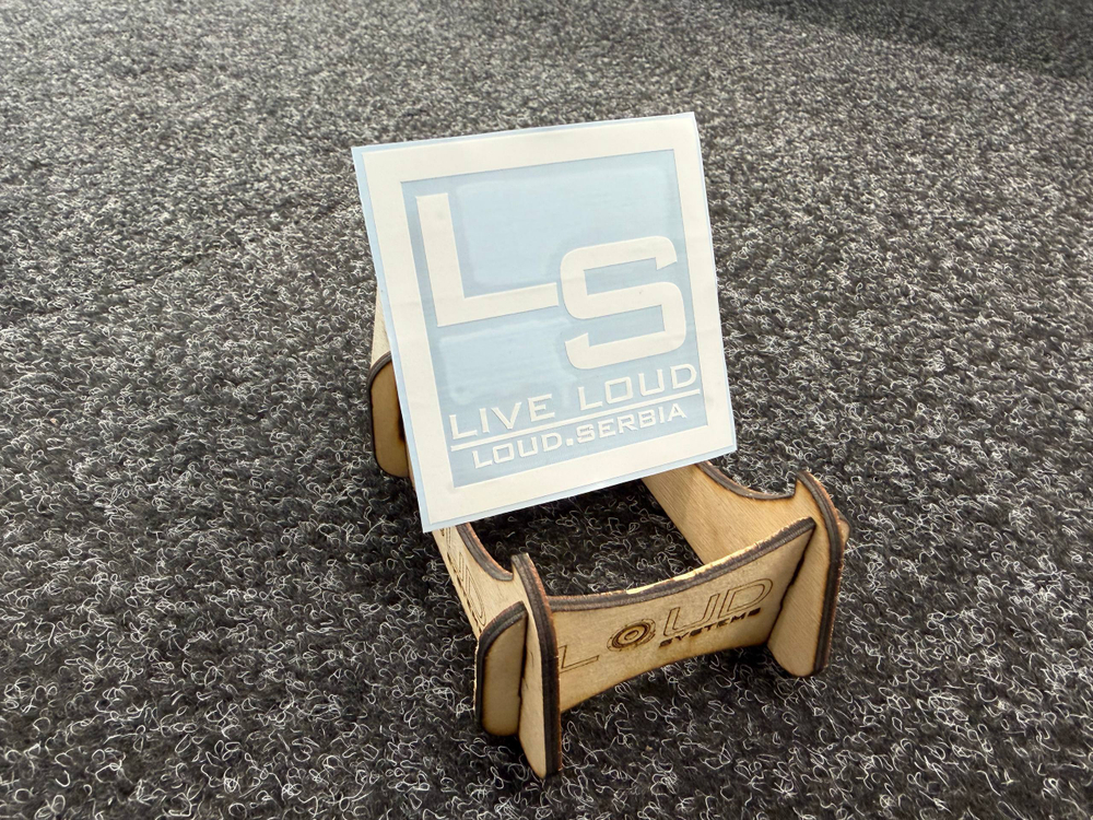 Nalepnica "Live Loud" (8cm x 8cm ; Bela boja)