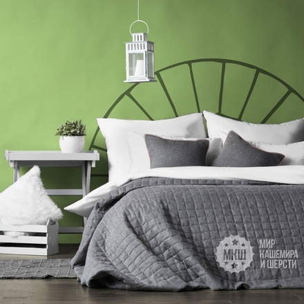 Комплект штор и покрывала из рогожки КАННИ (арт. BL10-275-05) - темно-серый