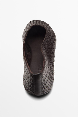 Massimo Dutti Плетёные кожаные балетки, коричневый
