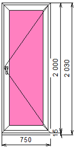 Дверь из ПВХ 2000 х 750