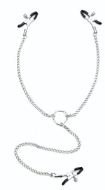 Серебристые зажимы для клитора и сосков с цепочкой (Цвет: серебристый)