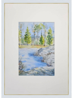 Картина авторская акварельная в паспарту 21х30 см на стену для интерьера "Утро 8 марта"