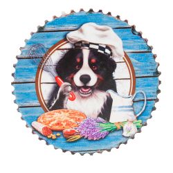 Фигурка декоративная (магнит) "Собачка-кок" d=7см. b=0.5см. (6видов) (min12) (керамика) (подарочная