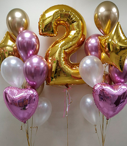 08_Два букета по 9 шаров  + одна цифра на грузиках