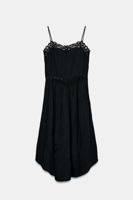 ZARA ПЛАТЬЕ МИДИ С КРУЖЕВОМ — ZW COLLECTION, ЧЕРНЫЙ
