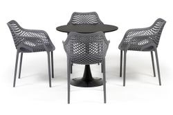 "Беллини" обеденная группа на 4 персоны, цвет темно-серый