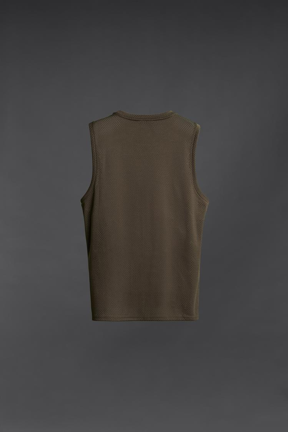 ZARA ФУТБОЛКА БЕЗ РУКАВОВ В СЕТОЧКУ, КОРИЧНЕВЫЙ