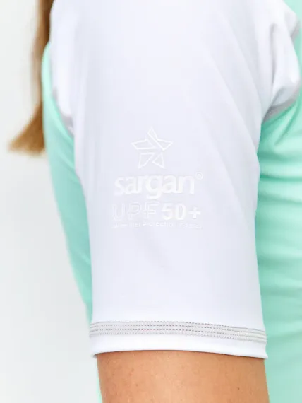 Футболка рашгард Sargan Агидель UPF 50+ женская св.мятный/белый