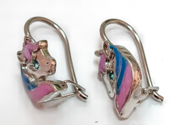 Ювелирные детские серьги"Единорог"из серебра