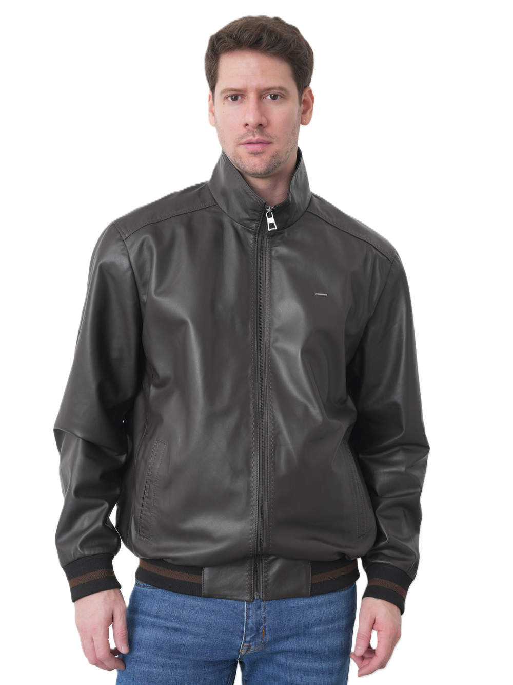 KHIMEONE Мужская кожаная демисезонная куртка (натуральная кожа наппа)