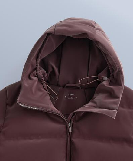 OYSHO Водостойкий пуховик из атласа Minardi Piume SKI, темно-винный