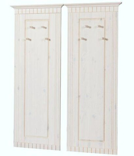 Вешалки настенные для одежды Неаполь 47х125 см из массива сосны, 2 шт., деревянные вешалки в прихожую, белый воск