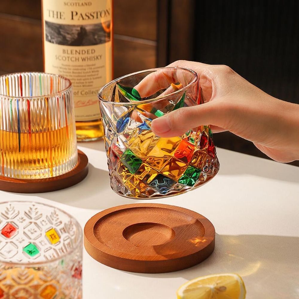 Стакан Олд Фэшн 275 мл Mosaic Square крутящийся на дерев. подставке UTOPIA COCKTAIL Barbossa [1]