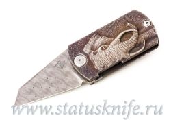 Нож TFK Little Bastard Damascus Kolesnikov carvingфотография - 1