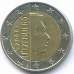 2 евро 2008 год. Люксембург. Регулярный выпуск. Тип 2. Биметалл VF-XF