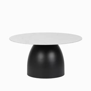 Кофейный столик Geofira диаметр 80 керамика, белый на черной ножке