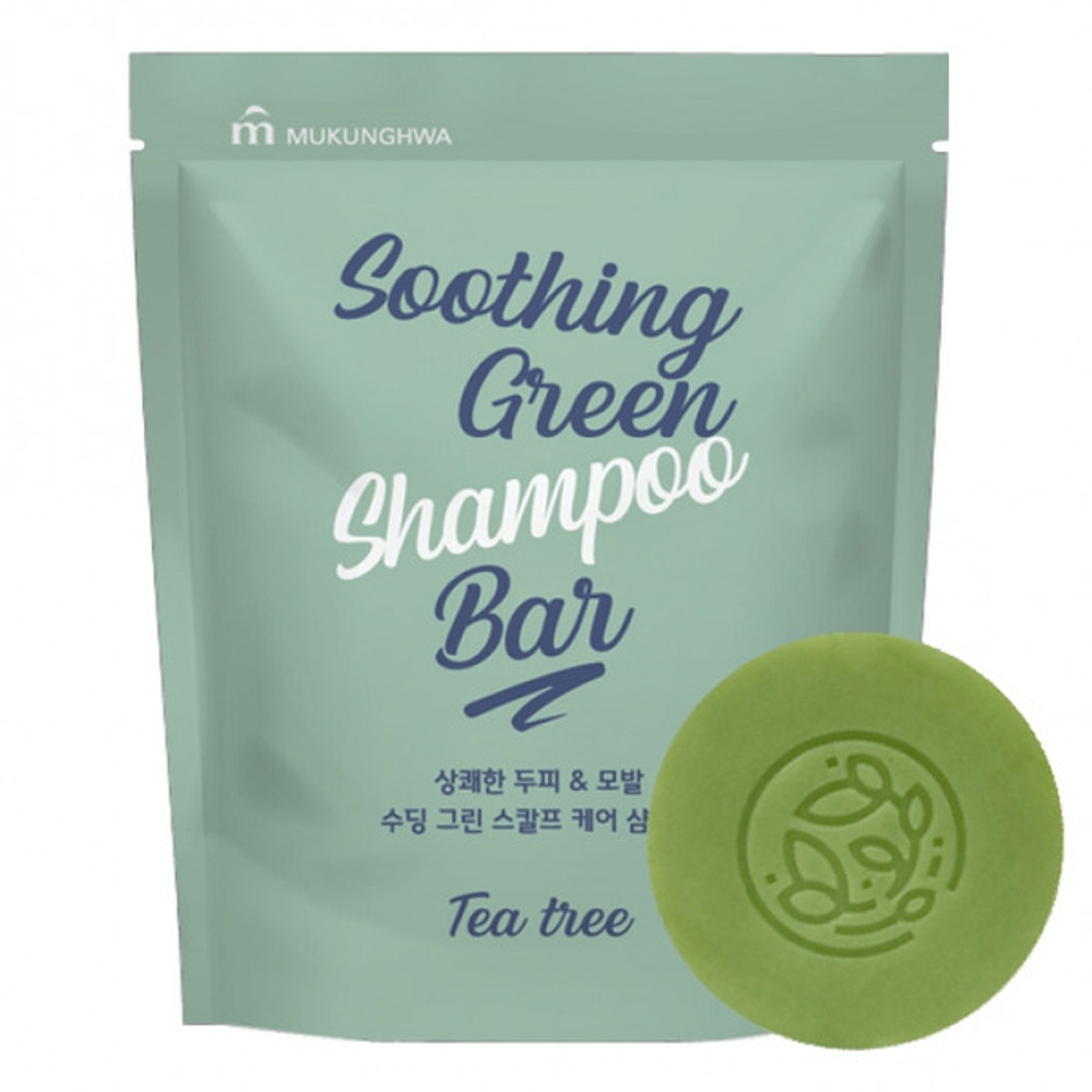 Шампунь твердый с экстрактом зеленого чая MUKUNGHWA Soothing Green Shampoo Bar 120 гр