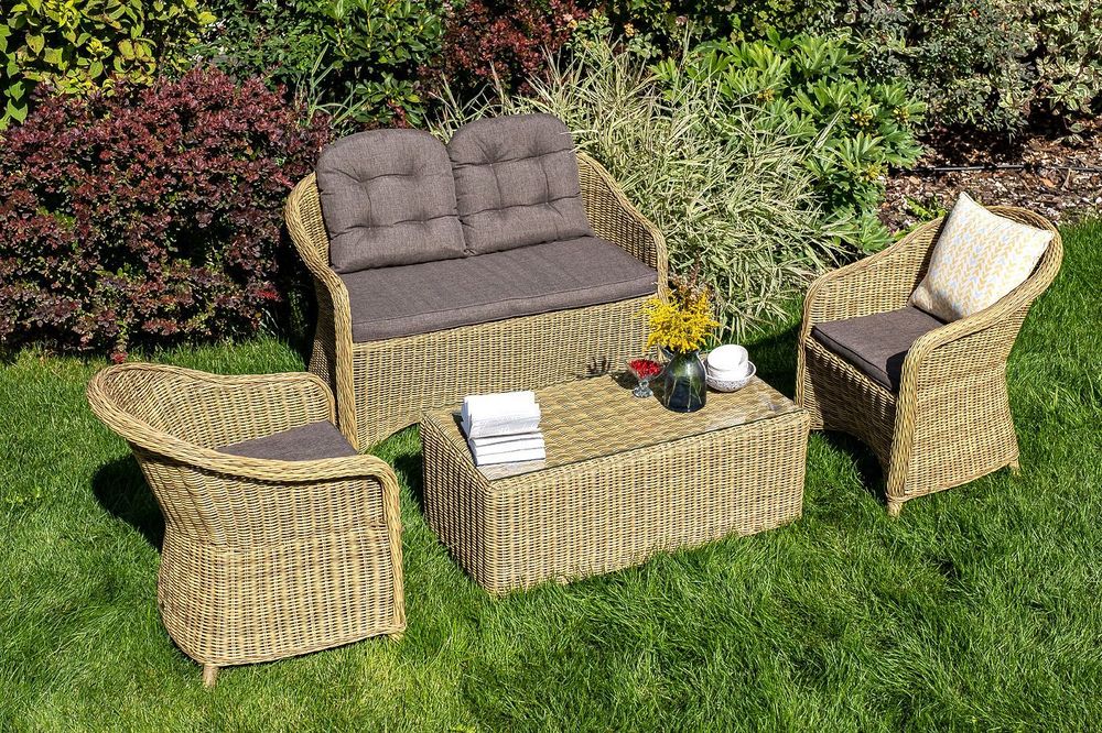 "Равенна" диван двухместный плетенный из ротанга, цвет соломенный